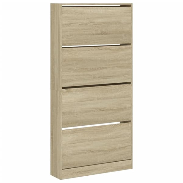 Skoskåp med 4 flip-lådor sonoma-ek 80x21x163,5 cm