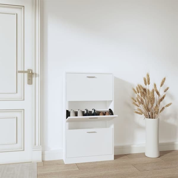 Skoskåp vit 59x17x108 cm konstruerat trä