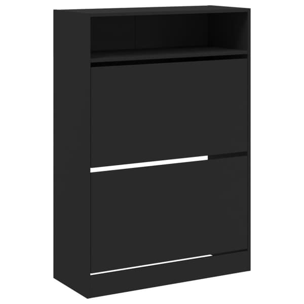 Skoskåp med 2 flip-lådor svart 80x34x116 cm
