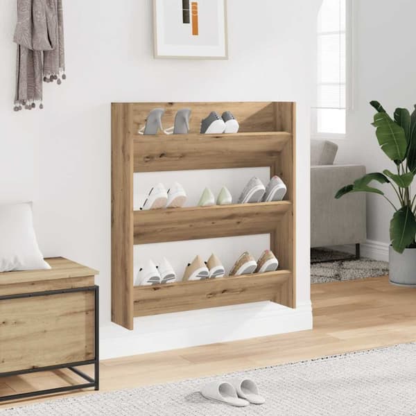 Väggmonterat skoställ artisan ek 80x18x90 cm konstruerat trä