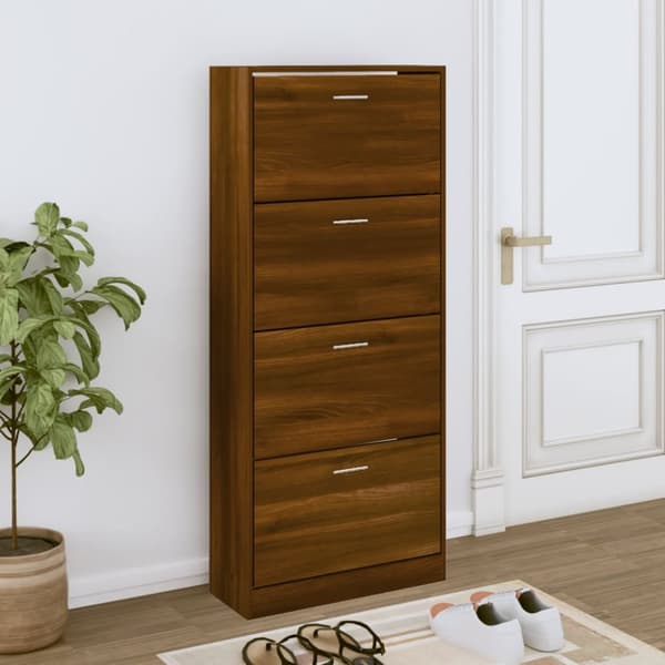 Skoskåp brun ek 63x24x147 cm konstruerat trä
