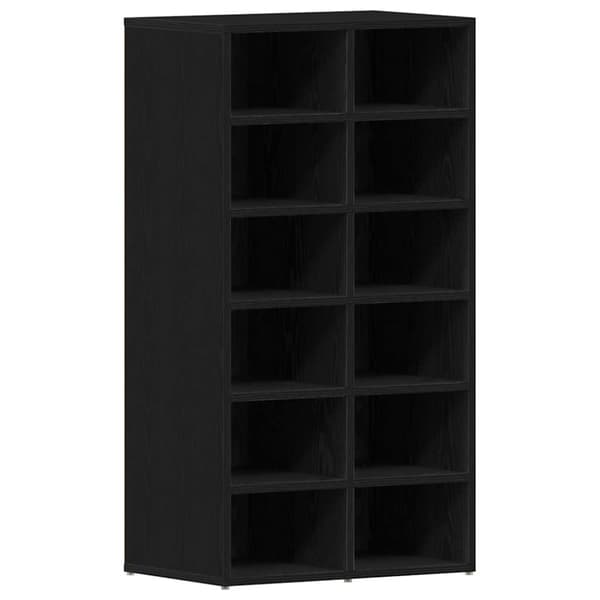 Skohylla rökfärgad svart ek 54x34x100,5 cm konstruerat trä
