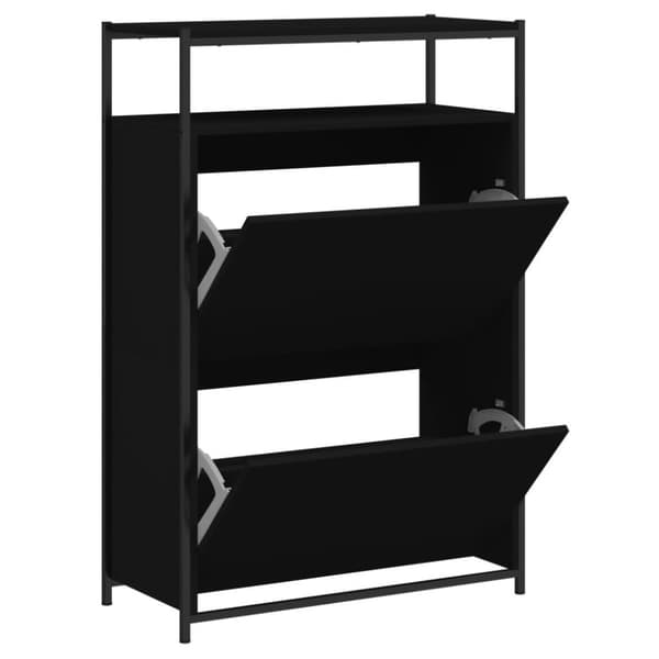 Skohylla svart 75x34x112 cm konstruerat trä
