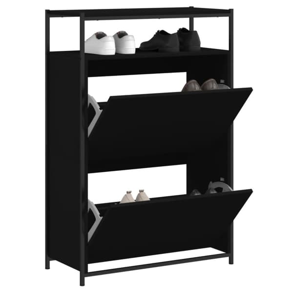 Skohylla svart 75x34x112 cm konstruerat trä
