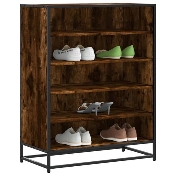 Skoskåp rökfärgad ek 75x38x97,5 cm konstruerat trä och metall