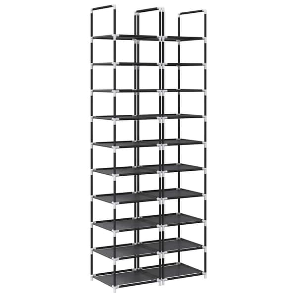 Skohyllor 2 st svart 10-vånings svart 33x33x174 cm fiberduk