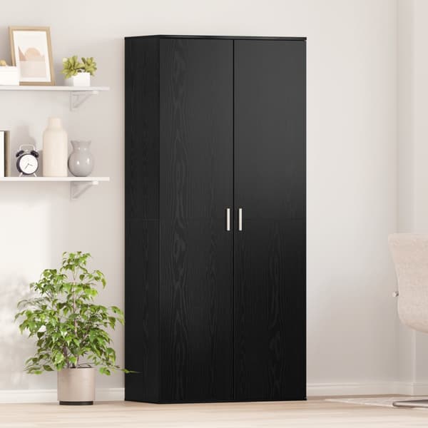 Högskåp Svart Ek 80x39x178 cm Trä