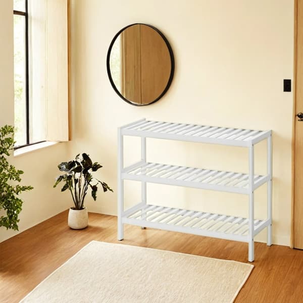 Sko rack - bambus - hvid