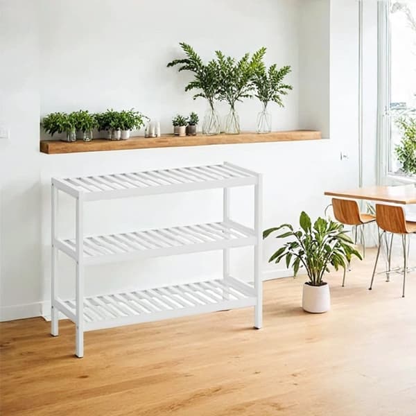 Sko rack - bambus - hvid