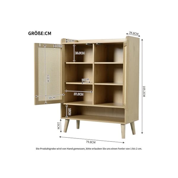 Sko skåp Sko skåp med 2 dörrar och 5 hyllor, dimensioner: L80/H105/T35 cm Längd 80/H105/T35 cm