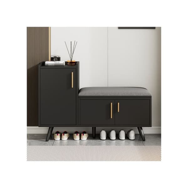 Skoavställning med tre förvaringsdörrar och flera förvaringsfack - Dimensioner: L100/T34/H69 cm