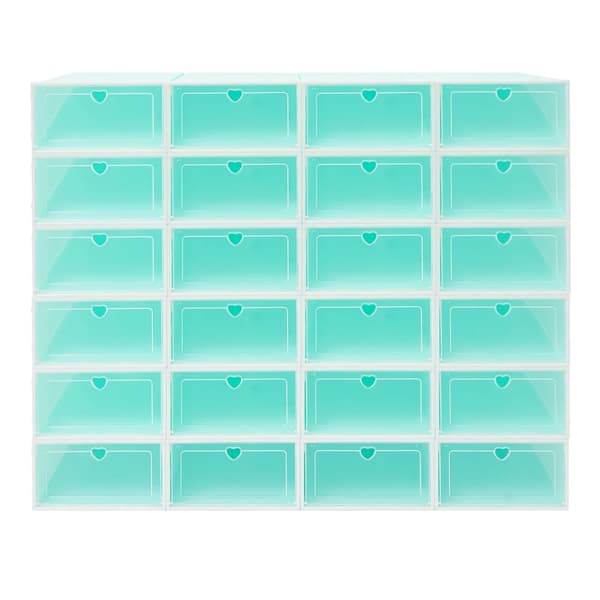 Skoopbevaringskasser, Stabelbart design, Gennemsigtigt plastmateriale,lys grøn
