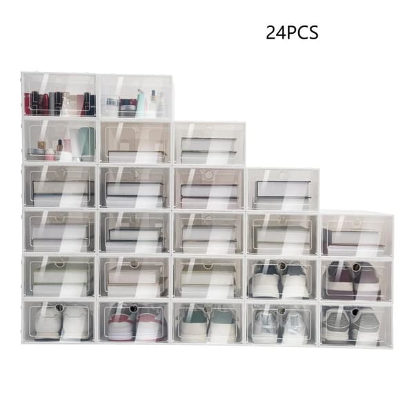 Shoe Organizer Förvaringslådor, 24ST, Stapelbar Design,24ST, 33x23x14 cm