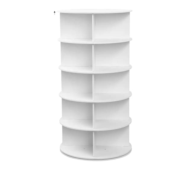 360 Grad Drejelig Skohylde, Pladsbesparende Design, Nem Adgang,Hvid farve