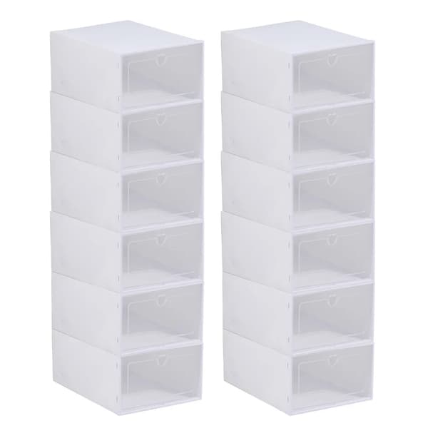 Transparent plastskoförvaringslåda, stapelbar design, 12-delars set,Klar