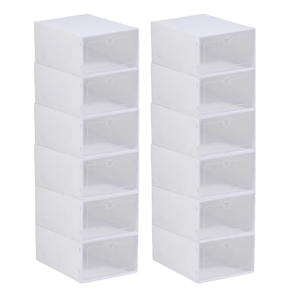 Transparent plastskoförvaringslåda, stapelbar design, 12-delars set,Klar