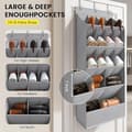 Miniatyrbillede 4 af 7: OBOSOE Dør Hængende Skoarrangør - 15 Lommer til Garderobe & Væg med 3 Kroge
