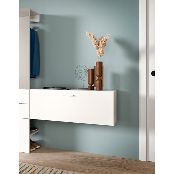 Vaga skoskab væghængt 104x39cm 1 klaplåge hvid.