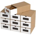 Miniatyrbild 6 av 9: 10X Stapelbara skokartonger Papperskuber 35 cm x 23 cm x 13 cm Brun/vit