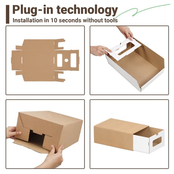 10X Stapelbara skokartonger Papperskuber 35 cm x 23 cm x 13 cm Brun/vit