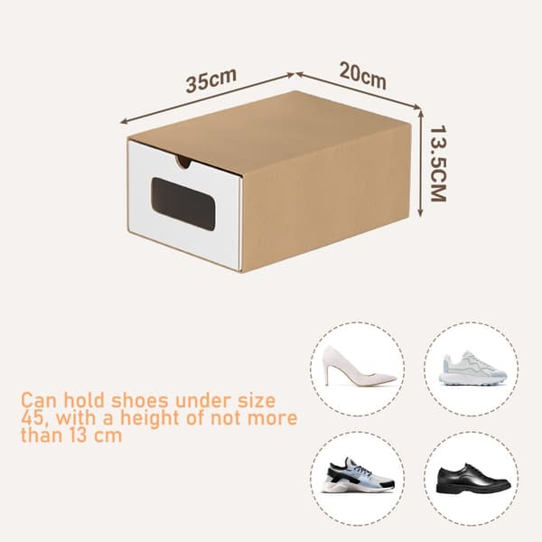 10X Stapelbara skokartonger Papperskuber 35 cm x 23 cm x 13 cm Brun/vit