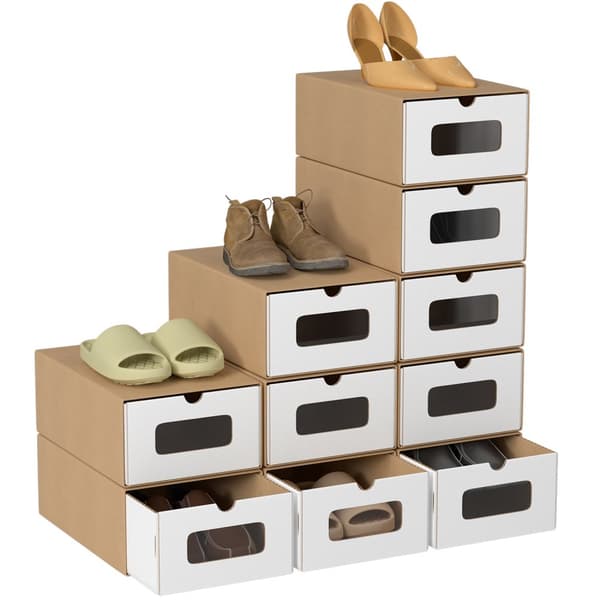 20X Stapelbara skokartonger Papperskuber 35 cm x 23 cm x 13 cm Brun/vit
