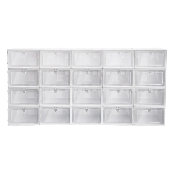 Skoförvaringslådor, 20-pack, stapelbara, transparenta,VIT