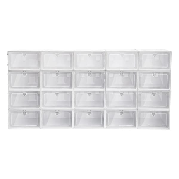 Skoförvaringslådor, 20-pack, stapelbara, transparenta,VIT