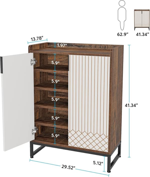 Tribesigns Skoskåp med 2 dörrar, Skohylla Hallmöbler med förvaring, Modernt Stil