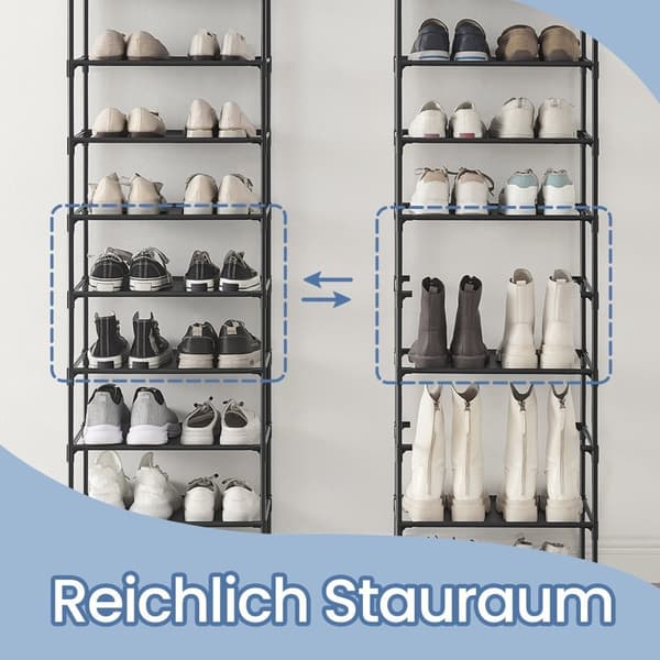 Rootz 10 Level Shoe Rack - Shoe Storage - Shoe Shelf - Space Saving Design - 45x28x173cm