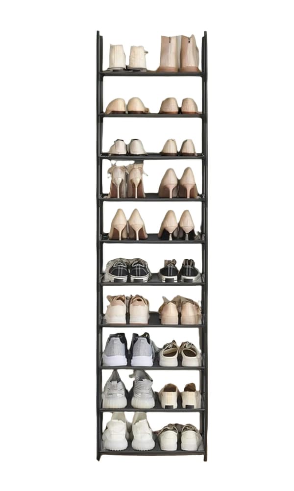 Rootz 10 Level Shoe Rack - Shoe Storage - Shoe Shelf - Space Saving Design - 45x28x173cm