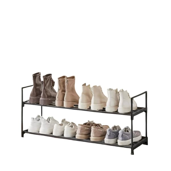 Rootz 2 Level Shoe Shelf - Metal Shoe Stand - Shoe Storage - Easy Assembly - 92 cm x 30cm x 33 cm