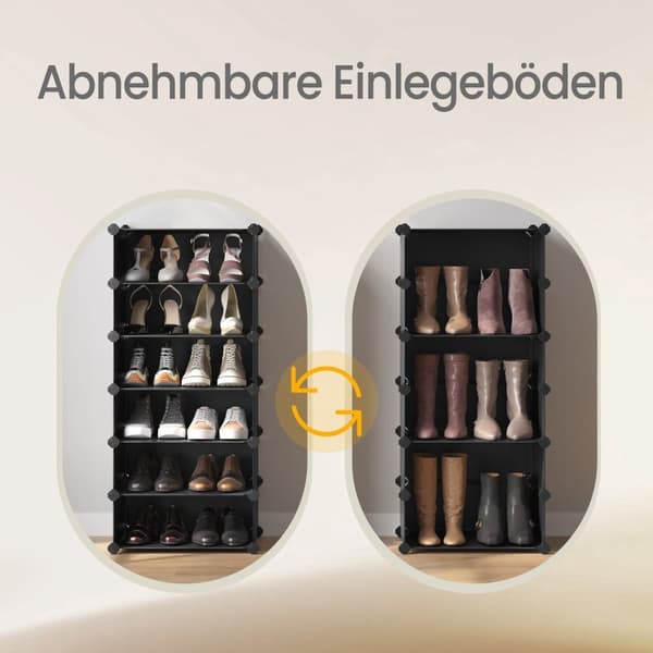 Rootz 10 -niveau sko rack - plug -in hylde - hyldesystem - stabil og holdbar - 43 cm x 31 cm x 173 cm