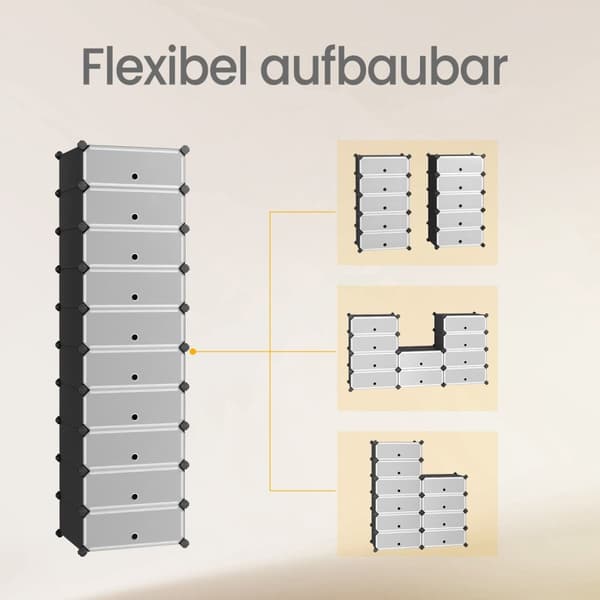 Rootz 10 -niveau sko rack - plug -in hylde - hyldesystem - stabil og holdbar - 43 cm x 31 cm x 173 cm