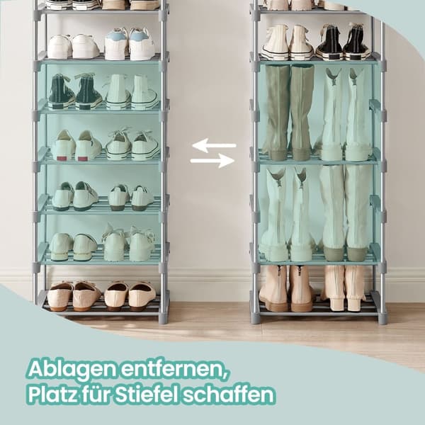 Rootz 10 Level Shoe Shelf - Open Shoe Cabinet - Smal Shos Stand - Space Saver - 45 cm x 30cm x 174 cm