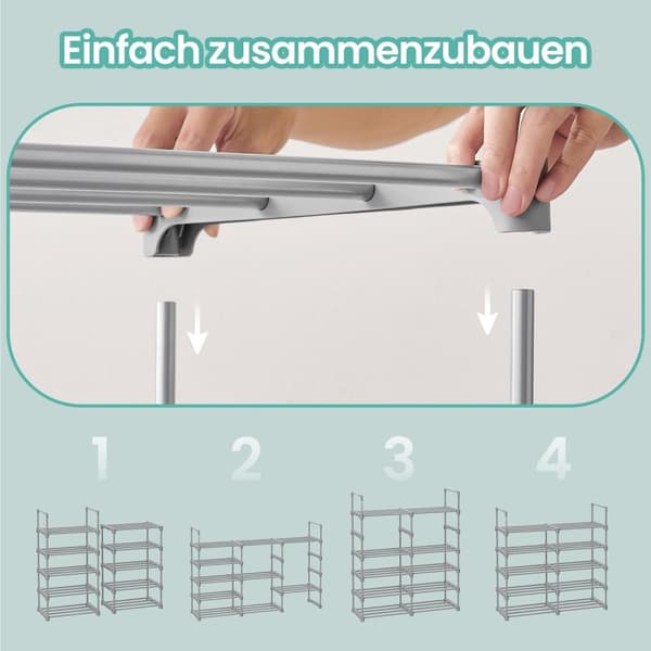 Rootz 10 Level Shoe Shelf - Open Shoe Cabinet - Smal Shos Stand - Space Saver - 45 cm x 30cm x 174 cm