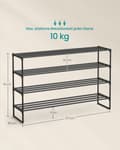 Miniatyrbild 6 av 6: Rootz 4 Level Shoe Shelf - Shoe Rack - Shoe Organizer - Håll 25-30 par - Metallrör - Plastanslutningar - 30 cm x 117 cm x 75 cm