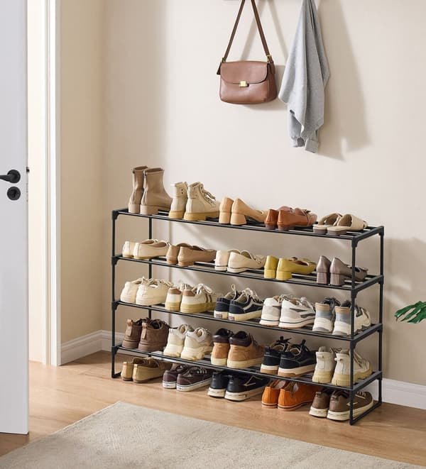 Rootz 4 Level Shoe Shelf - Shoe Rack - Shoe Organizer - Håll 25-30 par - Metallrör - Plastanslutningar - 30 cm x 117 cm x 75 cm