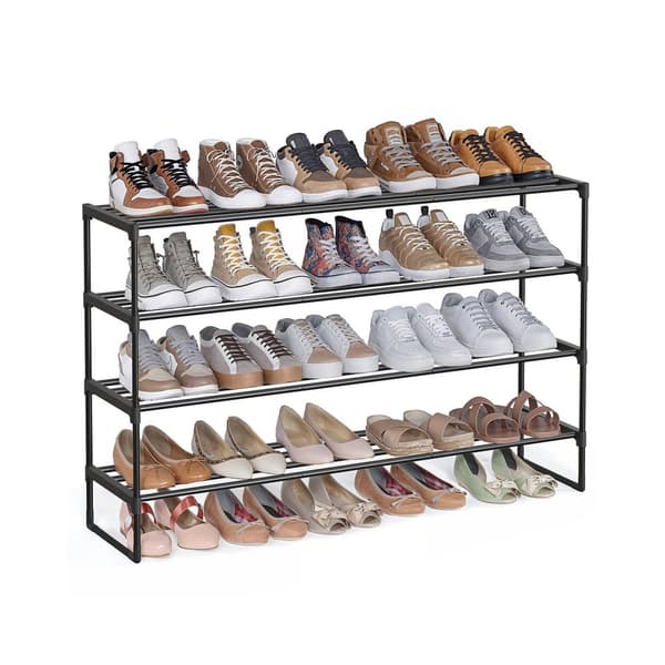 Rootz 4 Level Shoe Shelf - Shoe Rack - Shoe Organizer - Håll 25-30 par - Metallrör - Plastanslutningar - 30 cm x 117 cm x 75 cm