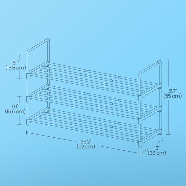 Rootz 3 -niveau skohylde - metalsko stativer - skoopbevaringsarrangør - holdbar og rumbesparende - 30 x 92 x 55 cm