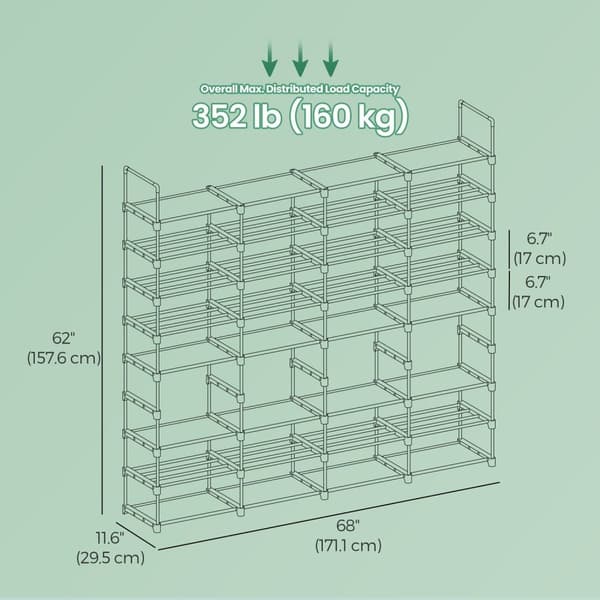 Rootz 8 Level Shoe Rack - Shoe Shelf - Storage Organizer - Space Saver - 29,5 cm x 171,1 cm x 157,6 cm