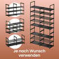 Miniatyrbillede 3 af 6: Rootz 8 -niveau Schuhregal - Skohylde - Opbevaringsstativ - Justerbare hylder - Fleece -materiale - 29,5 cm x 86,9 cm x 157,6 cm