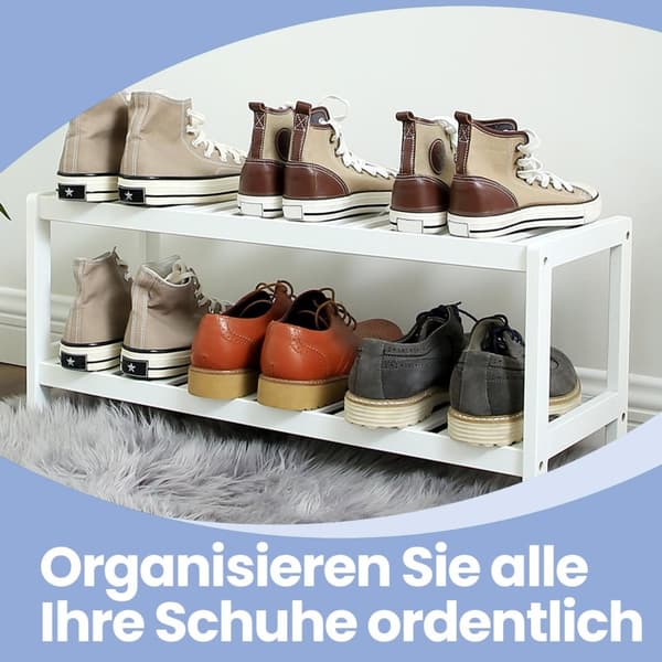 Rootz Bamboo Shoe Shelf - Shoe Organizer - Lagringsställ - Idealisk för sneakers & stövlar - 70 cm x 26 cm x 33 cm