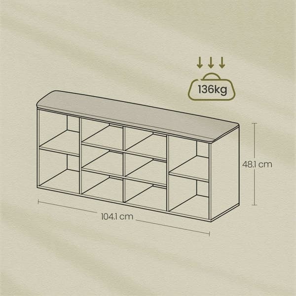 Rootz Shoe Bench - Kengän hylly - Entrway -istuimet - tilaa säästävä muotoilu - 30,1 cm x 104,1 cm x 48,1 cm - musta