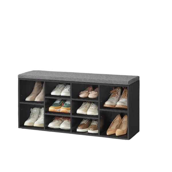 Rootz Shoe Bench - Kengän hylly - Entrway -istuimet - tilaa säästävä muotoilu - 30,1 cm x 104,1 cm x 48,1 cm - musta