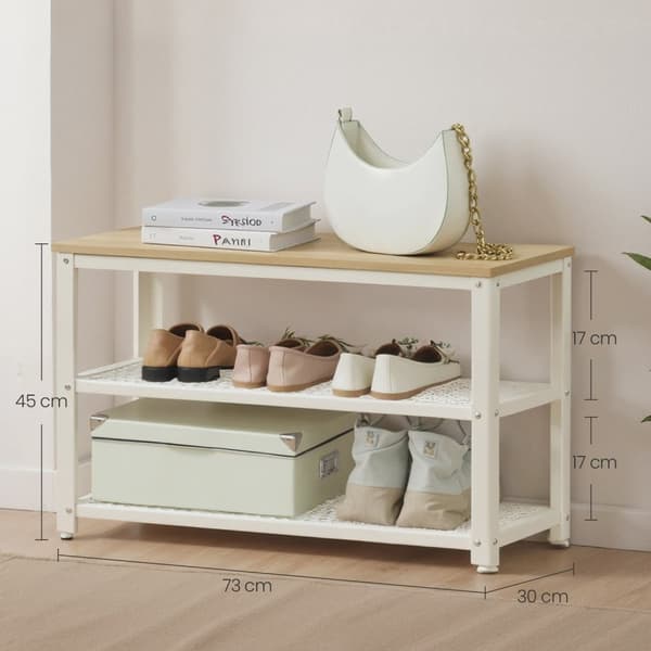 Rootz skobänk med 2 gitterhyllor - skoshyllor - sko rack - rymdbesparande design - 30 cm x 73 cm x 45 cm