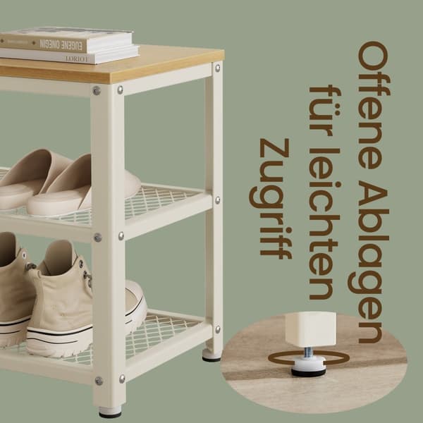 Rootz skobänk med 2 gitterhyllor - skoshyllor - sko rack - rymdbesparande design - 30 cm x 73 cm x 45 cm