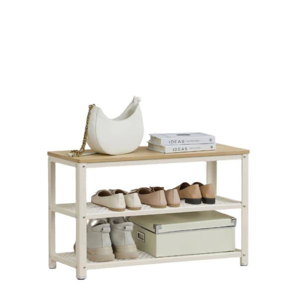 Rootz skobänk med 2 gitterhyllor - skoshyllor - sko rack - rymdbesparande design - 30 cm x 73 cm x 45 cm