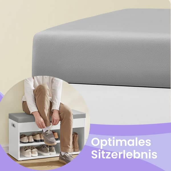 Rootz Shoe Bench med opbevaring - godt polstret - Entryway Bench - Nøglefordel: 3 åbne rum - 30 cm x 80 cm x 44 cm