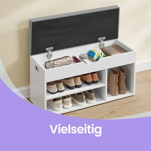 Rootz Shoe Bench med opbevaring - godt polstret - Entryway Bench - Nøglefordel: 3 åbne rum - 30 cm x 80 cm x 44 cm